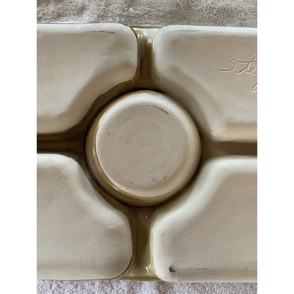 Stegall Signed Pottery Oak Leaves Appetizer Veggie Fruit Chip & Dip Tray - Picture 7 of 10